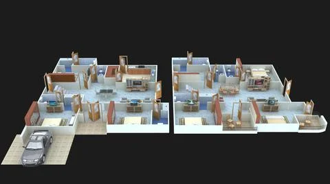3D floor plan design Ilustración de archivo
