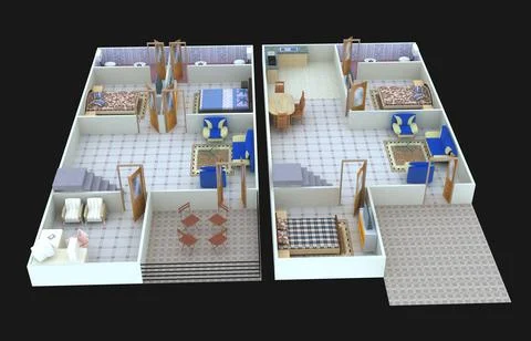 3D floor plan design Stock Illustration