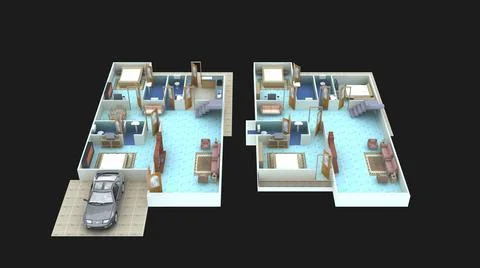 3D floor plan design Ilustración de archivo