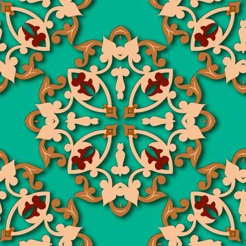 3d floral Damask seamless pattern. Arabesque ornamental vector background. Gr 스톡 일러스트