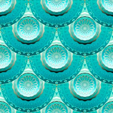 3d floral mandalas seamless pattern. Vector ornamental ethnic style deco back Stockillustratie