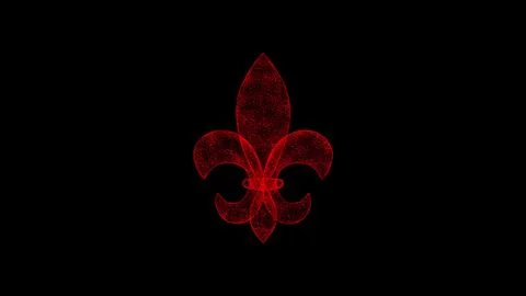 3D floral pattern on black background. Object dissolved red flickering part.. Stock Illustration