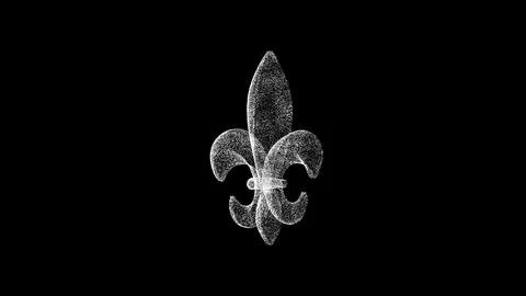 3D floral pattern on black background. Object dissolved white flickering part Illustrazione stock