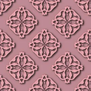 3d floral seamless pattern. Arabesque ornamental pink vector background. Grun Stock Illustration