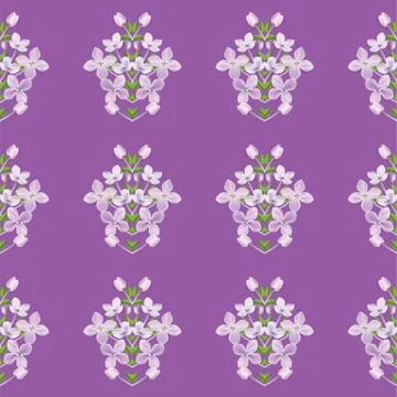 3d floral seamless pattern background. Texture with Purple Lilac flowers, leaf Stockillustratie