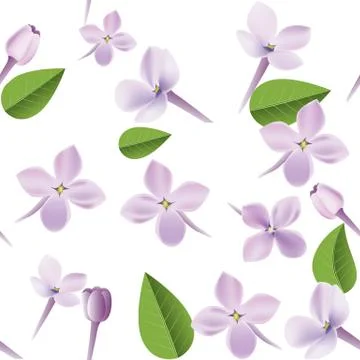 3d floral seamless pattern background. Texture with Purple Lilac flowers, leaf Illustrazione stock