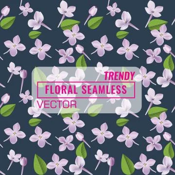 3d floral seamless pattern background. Texture with Purple Lilac flowers, leaf イラスト素材