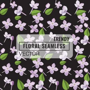3d floral seamless pattern background. Texture with Purple Lilac flowers, leaf Stockillustratie