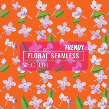 3d floral seamless pattern background. Texture with Purple Lilac flowers, leaf イラスト素材