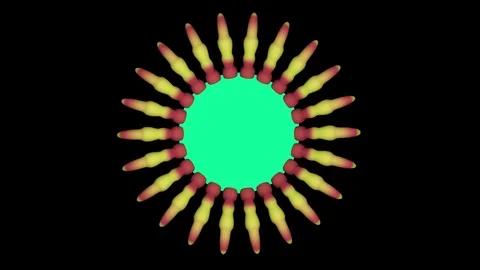 3d flower, green screen center. Symmetrical 3d form opening Stock Footage 84730941