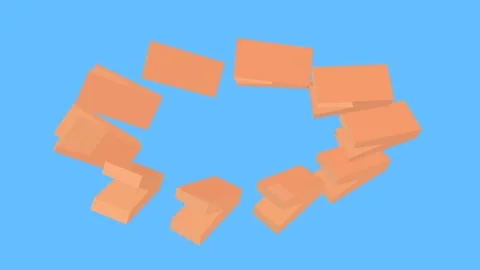 3D Flowing Geometric Blocks Stock Footage 346156136