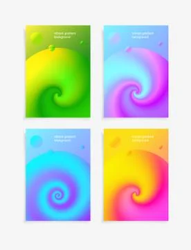 3D Fluid colorful liquid gradient background set. Modern abstract gradient Stock Illustration