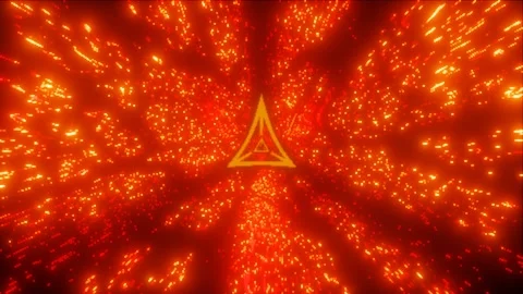 3d fly through geometry tunnel with neon glow 3d objects, sci fi glow pattern Stock Footage 208101654