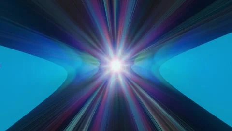 3d fly through geometry tunnel with neon glow 3d objects, sci fi glow pattern Stock Footage 208102177