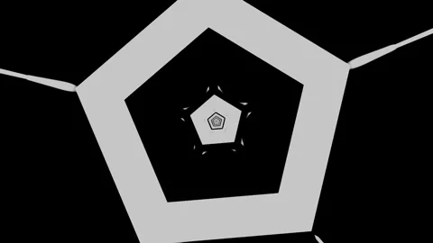 3d fly through geometry tunnel black and white 3d objects, sci fi glow pattern Stock Footage 208721269