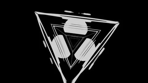 3d fly through geometry tunnel black and white 3d objects, sci fi glow pattern Stock Footage 208721549