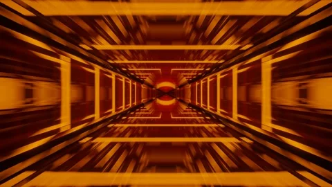 3d fly through geometry tunnel with neon glow 3d objects, sci fi glow pattern Stock Footage 214059796
