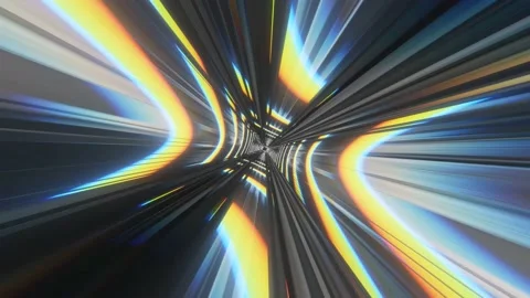 3d fly through geometry tunnel with neon glow 3d objects, sci fi glow pattern Stock Footage 216937869