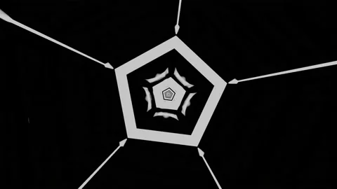 3d fly through geometry tunnel black and white 3d objects, sci fi glow pattern Stock Footage 216938295