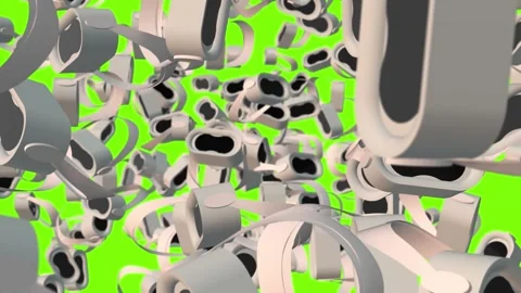 3D fly-by through white virtual reality helmets on a green screen. A large Vídeo Stock 267321105