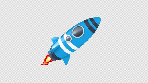 3D Flying Blue Space Rocket Stock Footage 152740406