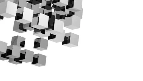 3d flying cubes installation isolated on white Illustrazione stock