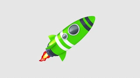 3D Flying Green Space Rocket Stock Footage 152740413