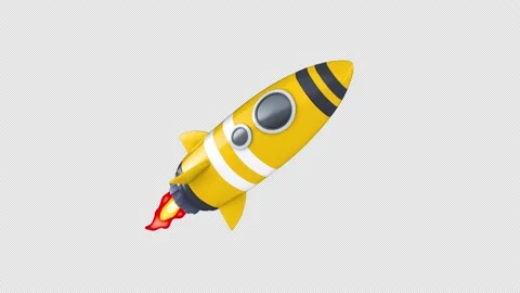 3D Flying Yellow Space Rocket Stock Footage 152740446