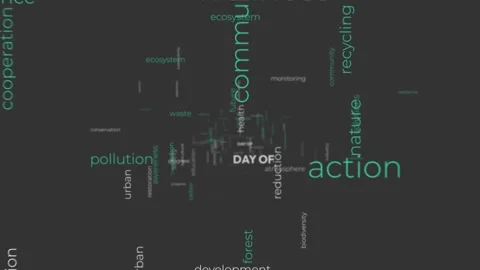 3D flythrough loop of environment and ecology typography concepts on dark b.. 库存影片 343779901