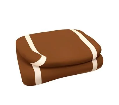 3D Folded Brown Throw Blanket Icon Stock Illustration