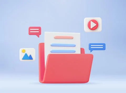 3d folder and paper Illustrazione stock