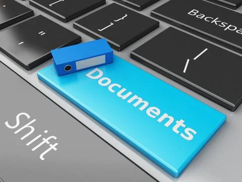 3d Folder on the computer keyboard. Illustrazione stock