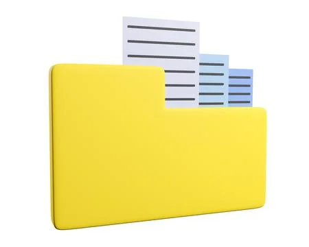 3d folder with documents isolated on white background Stock Illustration