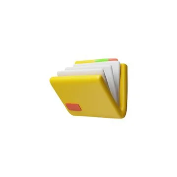 3D folder icon. Vector illustration of yellow file with documents. Stockillustratie