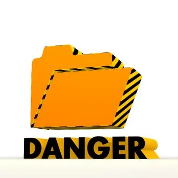 3d folder icon with warning pattern Stock Illustration