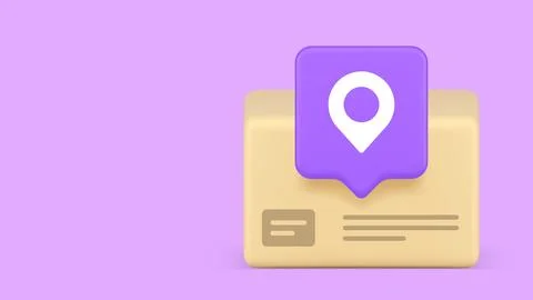 3d folder with a location pin icon for file management. A minimalist cartoon  Illustrazione stock