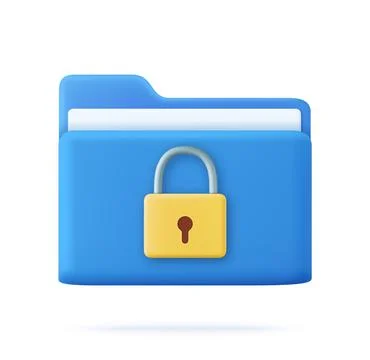 3D Folder with Lock. 스톡 일러스트