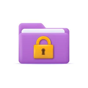 3d folder with locked padlock security concept. Vector Stock Illustration