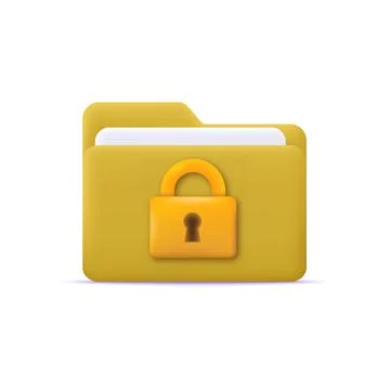 3d folder with locked padlock security concept. Vector Stock Illustration