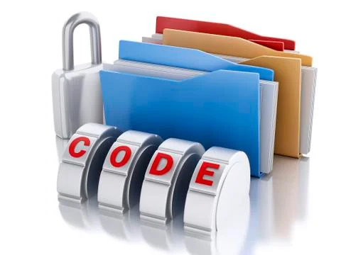 3D folder with padlock and password combination Illustrazione stock
