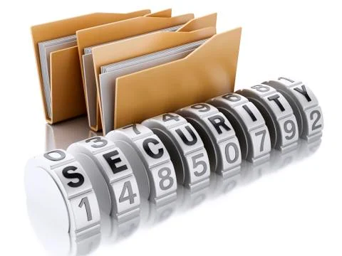 3D folder with password combination Stock Illustration