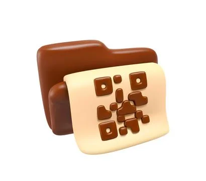 3D Folder with QR Code Document Icon Stockillustratie