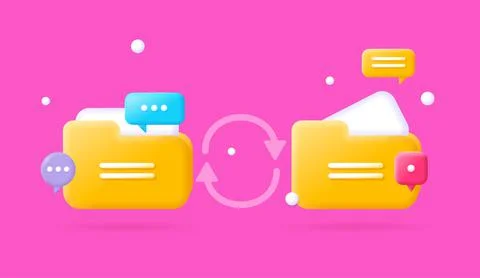 3d Folder Set Plasticine Cartoon Style. Vector 库存插图