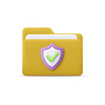 3d folder with shield security concept. Vector Stock Illustration