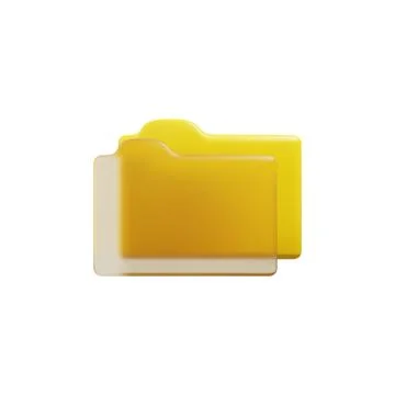 3D folder social icon, yellow documentation button, organize storage symbol for Stock Illustration