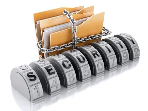 3D folder whith lock chain and combination Stock Illustration