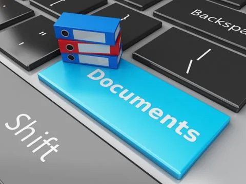 3d Folders on the computer keyboard. Illustrazione stock