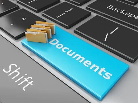 3d Folders on the computer keyboard. Illustrazione stock