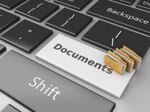 3d Folders on the computer keyboard. Illustrazione stock