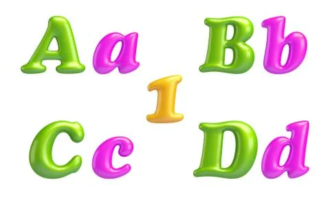 3d font creative. abc collection. isolated. alphabet type letters with number Stock Illustration
